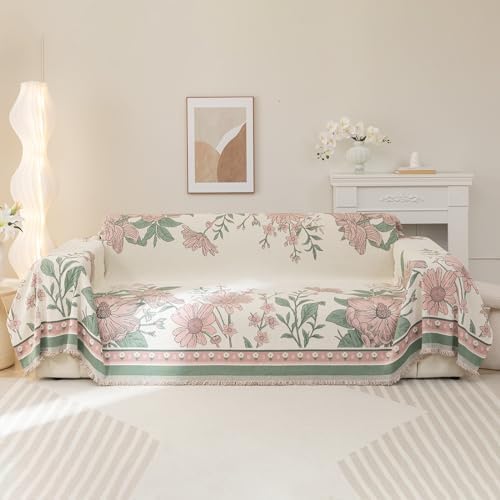 DREAMINGO Floral Reversible Chenille Sofa Cover - 71x134