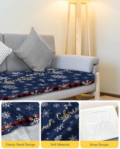 Navy Blue Snowflake Christmas Sofa Cushion Covers