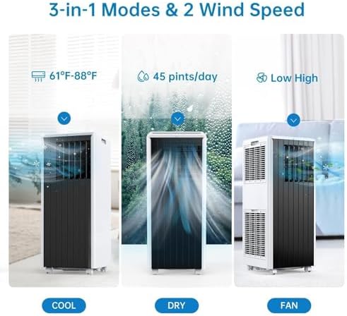 MERXENG 8000 BTU Portable Air Conditioner with Dehumidifier and Fan Mode 1