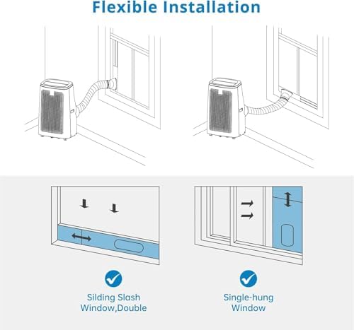 Euker 14000 BTU Portable AC Unit with Vent Kit Black White
