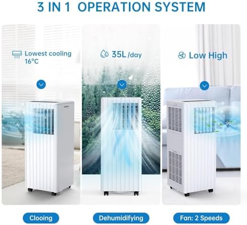 8000 BTU Portable Air Conditioner with Dehumidifier and Fan Mode