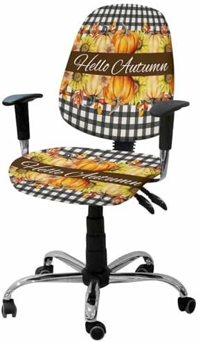 Habtucy Fall Yellow Orange Pumpkins Office Chair Cover 2 Piece