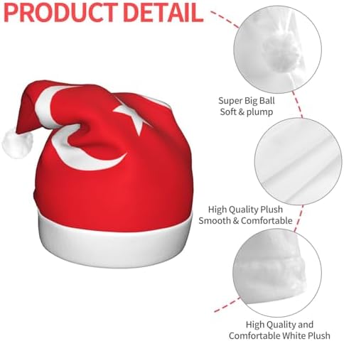 Turkey Flag Print Christmas Hat with LED Lights 1