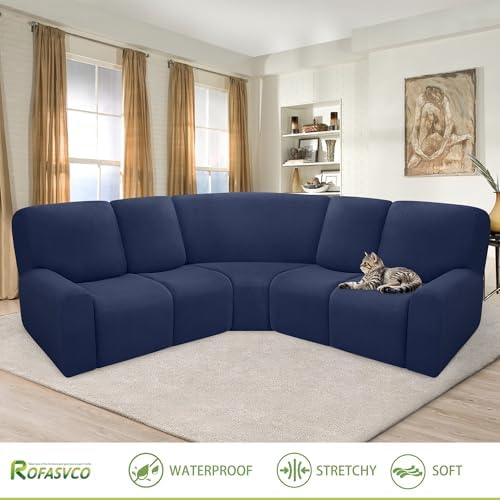 100 Waterproof Recliner Sofa Cover 5-Piece Set Navy Blue