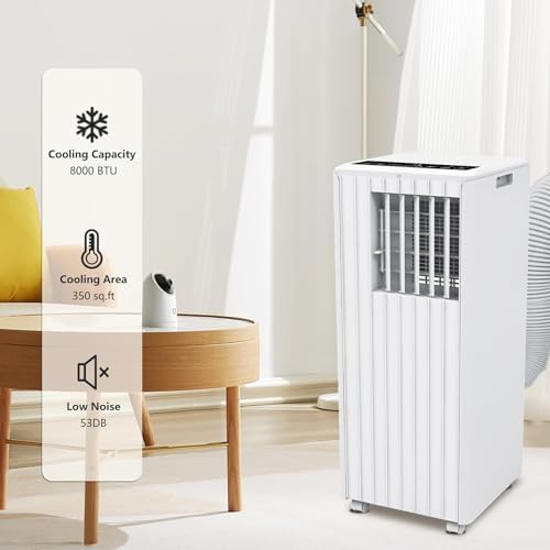 8000 BTU Portable Air Conditioner with Dehumidifier and Fan Mode