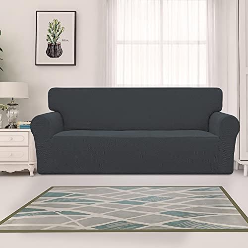 Easy-Going Stretch Jacquard Sofa Cover Dark Gray 1