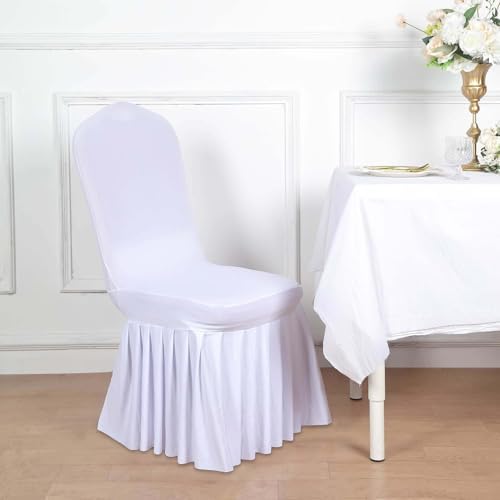 Efavormart Stretch Ruffle Pleated Chair Covers for Parties Weddings