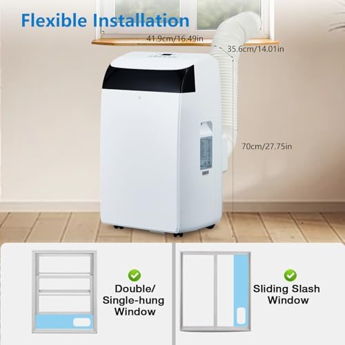 KOKEBREN 14000 BTU Portable Air Conditioner with Remote Control and 24H Timer