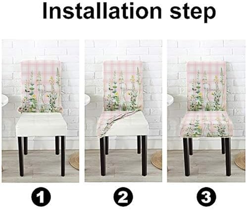 EMMTEEY Dining Chair Slipcovers Set of 6 Pink Spandex 1