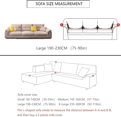Velvet L Shape Sofa Slipcover for Sectional 3 Seater