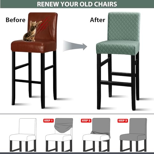 Lellen Bar Stool Covers Jacquard Pattern Slipcovers for Stools and Bar Chairs