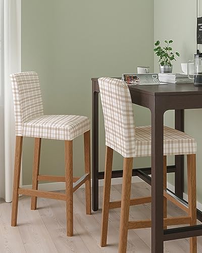 YOKOU Bar Stool Covers Set of 4 Light Brown Gingham Plaid