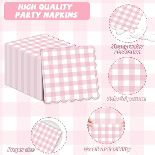 50Pcs Pink Scalloped Napkins for Parties