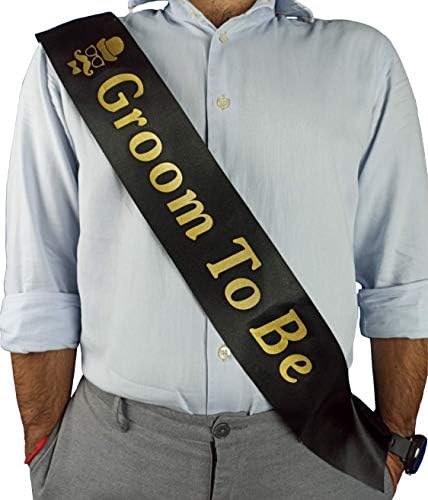 Magnussons Garden Groom Sash - Black and Gold Satin