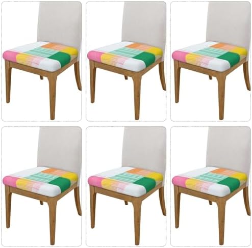 GTEVUTS 6 Piece Bright Summer Plaid Seat Covers for Square Chairs