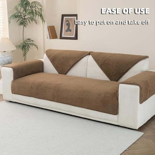 MELLYKORAN Sherpa Fleece Sofa Cover for 3 Cushion Couch