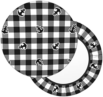 Anchor Black Tartan Plaid Bar Stool Cover 14 Inch