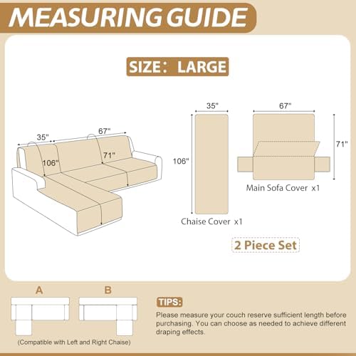ALIECOM L-Shaped Sectional Sofa Cover Set