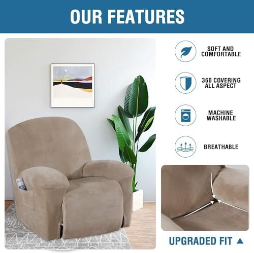 HVERSAILTEX Real Velvet Recliner Slipcover Taupe