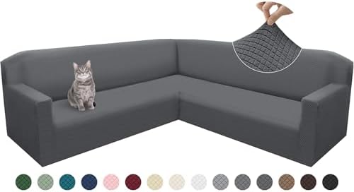 Arfntevss Corner Sectional Couch Cover Deep Grey Magic Stretch