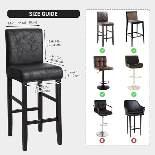 FORCHEER Stool Covers Set of 4 Black Bar Stool Chair Covers with Backs