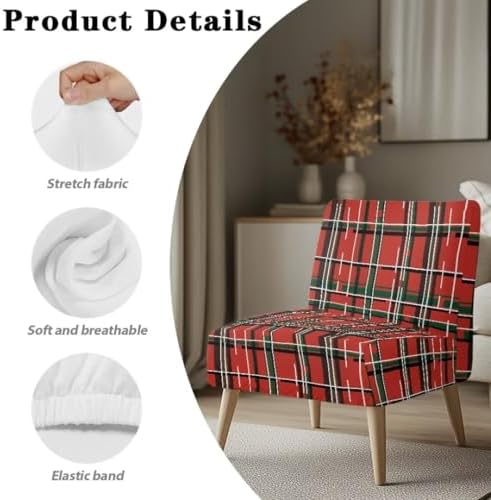 Christmas Plaid Armless Sofa Chair Cover with Removable Slipcover