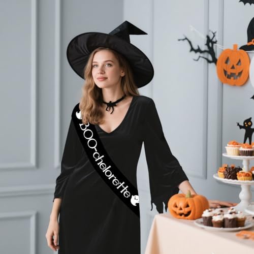 Serencatcher Halloween Bachelorette Sash Black Boo-Chelorette Bride