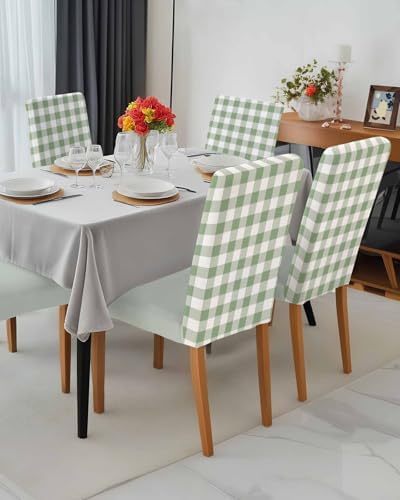 Savannan Chair Covers Set of 4 Sage Green Buffalo Plaid 1