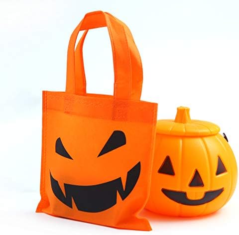 Elcoho 30-Pack Halloween Non-Woven Tote Bags with Pumpkins