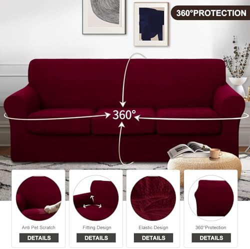 U-Nice Home 4 Piece Stretch Sofa Cover Set