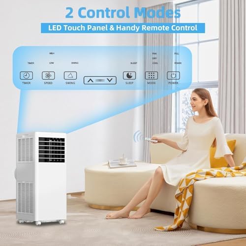 8000 BTU Portable AC Unit with Remote Dehumidifier Fan Modes