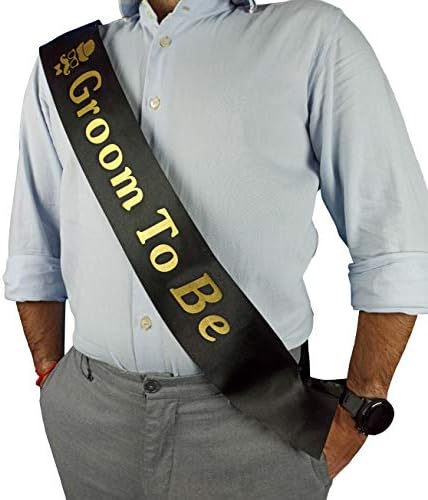 Magnussons Garden Groom Sash - Black and Gold Satin