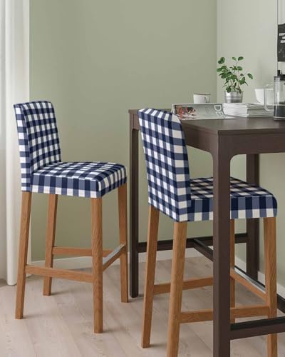 Modern Blue Plaid Bar Stool Cover Set of 4