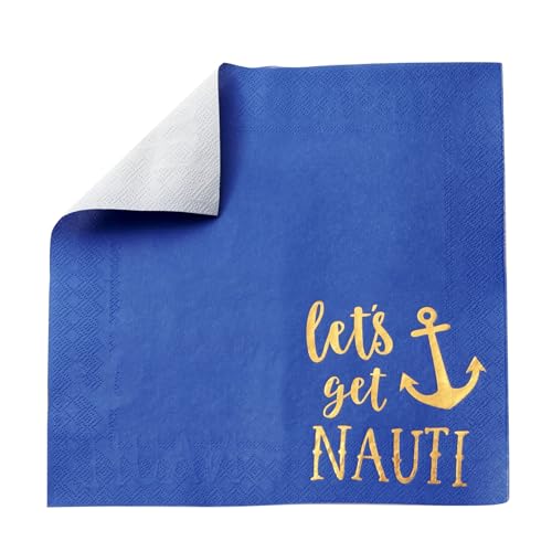 Juvale Nautical Napkins 50 Pack Blue with Anchor Design