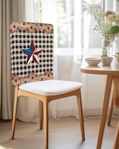 4th of July Chair Covers Set of 4 Patriotic Star American Flag Slipcovers