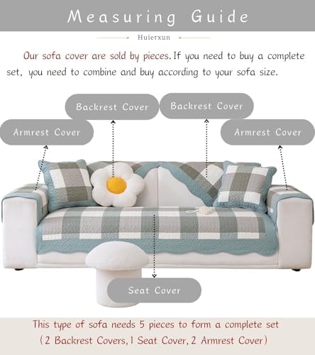 Green Buffalo Check Cotton Sofa Cover for Dogs and Cats