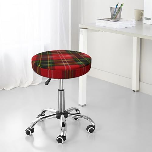 Tartan Plaid Red Green Stool Slipcover Set of 2