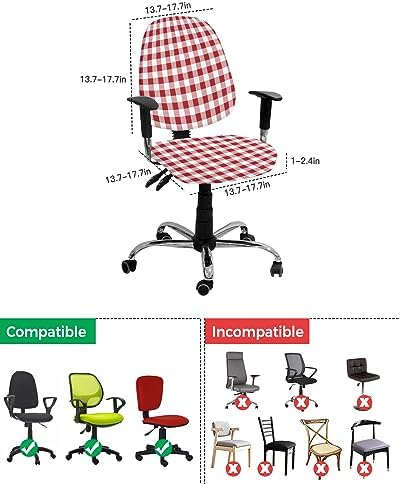 ALAGEO 2 Piece Red White Plaid Office Chair Cover