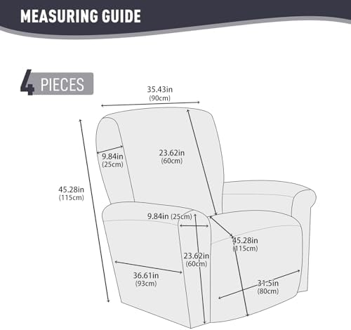 Huierxun 4-Piece Plaid Recliner Sofa Slipcover