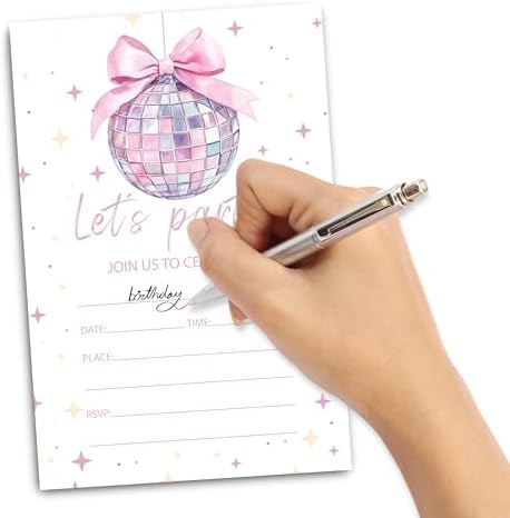 Disco Birthday Party Invitation Cards 30 Pack