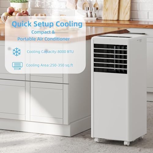 8000 BTU Portable AC Unit with Remote Dehumidifier Fan Modes