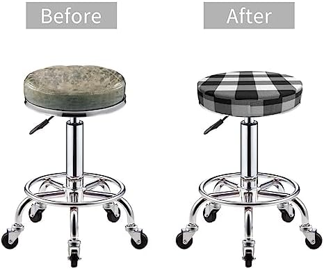 ZEYUANKA Buffalo Plaid Round Stool Cover 13 Inch