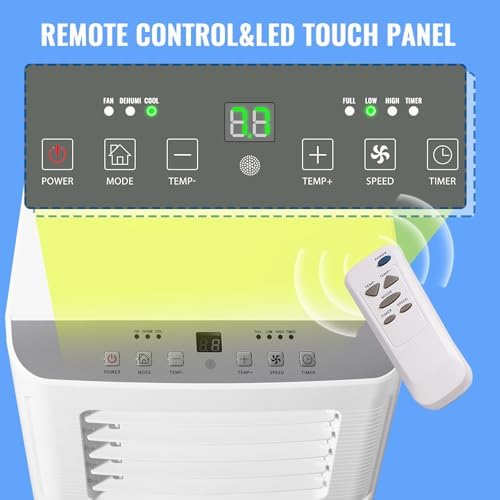 TACOOL 8000 BTU Portable Air Conditioner with Dehumidifier and Fan White