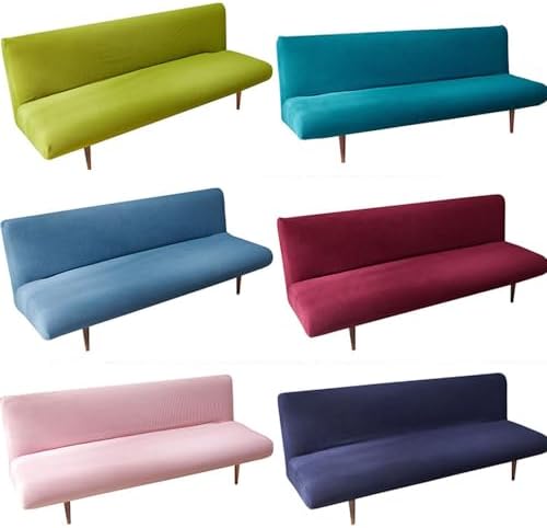 Hixingo Stretch Armless Futon Cover Elastic Bottom with Soft Check Pattern Pink