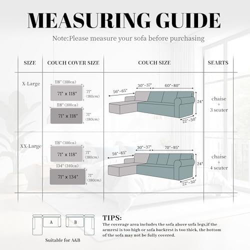 100 Waterproof L Shape Sectional Sofa Cover Set 2 Pieces