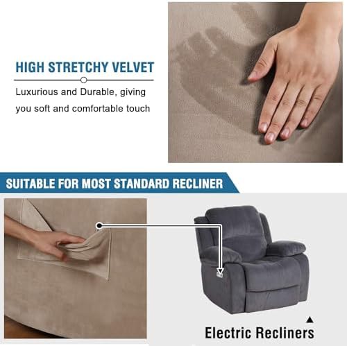 HVERSAILTEX Real Velvet Recliner Slipcover Taupe