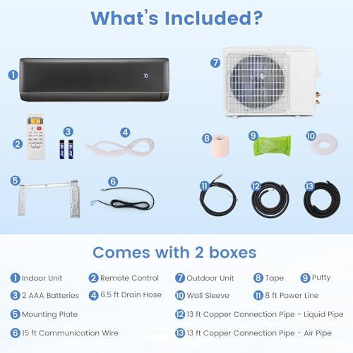 KOTEK 12000 BTU Mini Split AC Heating System with Inverter Compressor
