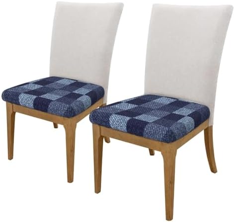 Blue Gingham Buffalo Check Seat Covers for Dining Room Chairs
