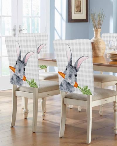 Easter Chair Covers Set of 4 Bunny Carrot Chair Slipcovers