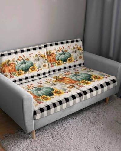 Green Orange White Pumpkin Sofa Cushion Covers Washable Removable Stretchable